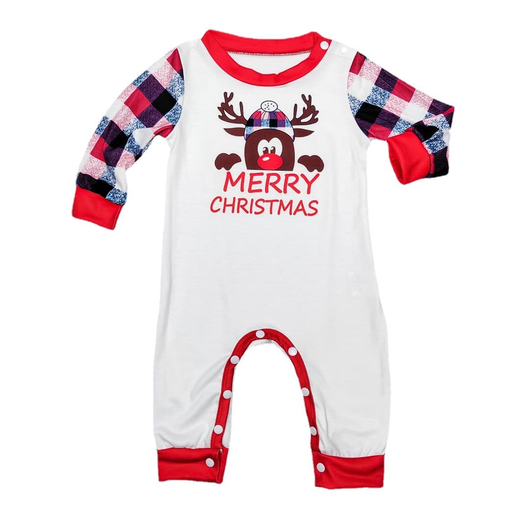 Plaid deer Christmas Parent-child pajama suit