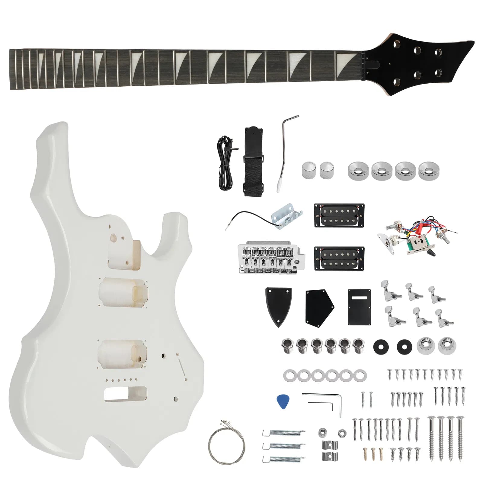DIY 6 string flame shaped HSH electric guitar kits with mahogany