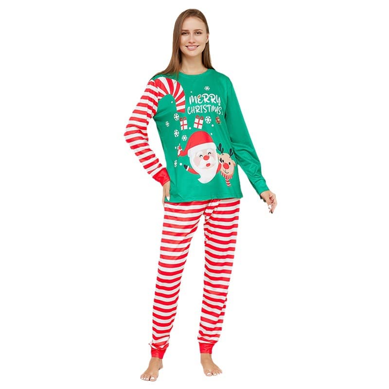 Cartoon santa claus letter printing Parent-child Christmas pajamas