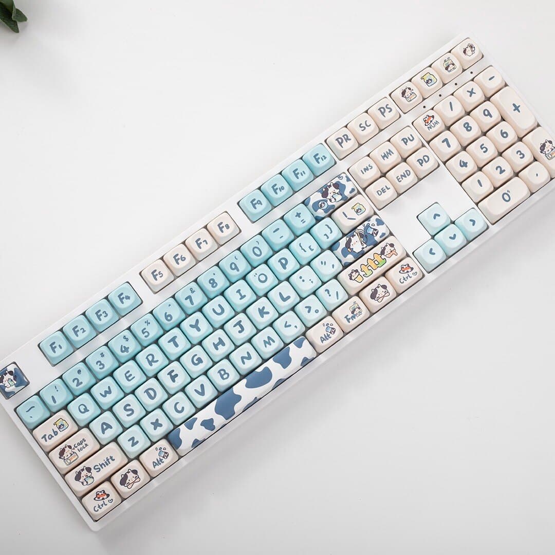 Small square milk cow moa sublimation keycaps