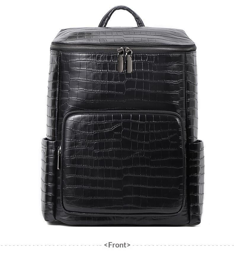 Men's genuine leather crocodile pattern Backpack-large capacity