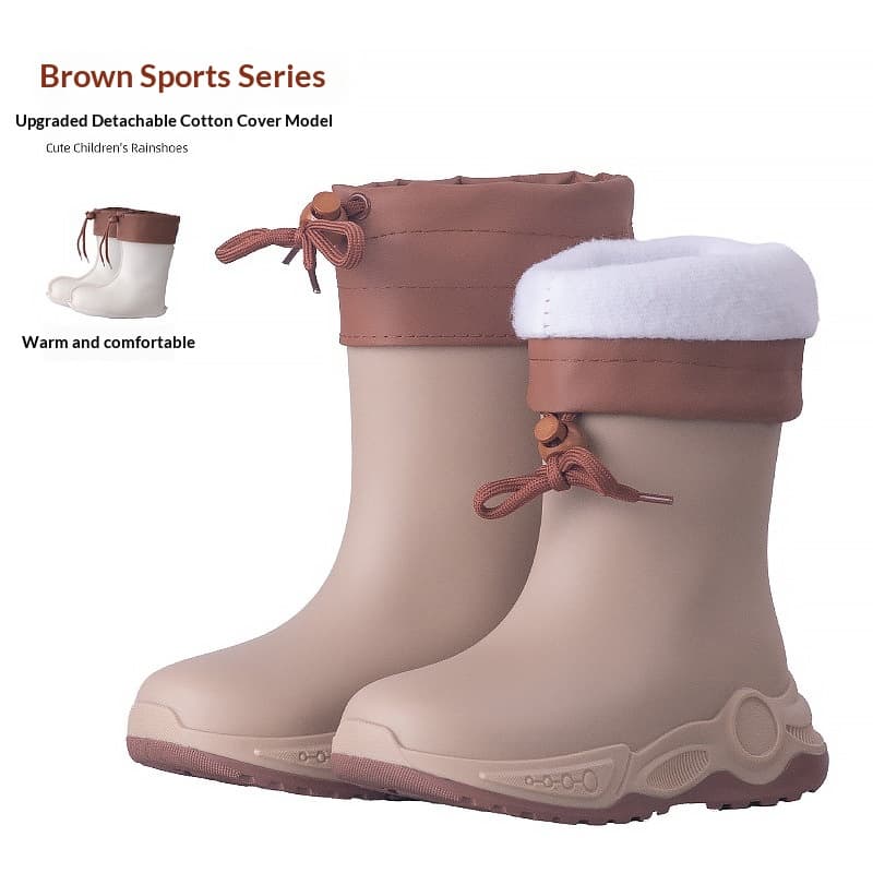 Childrens rain boots waterproof with elastic cuffs Cotton-lined