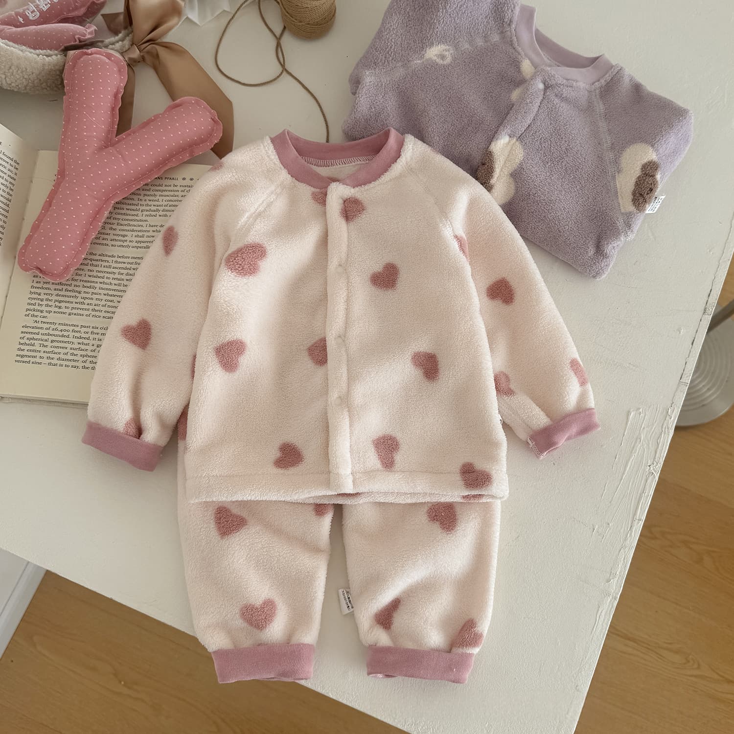 Baby Snow-nick fleece warm and cozy home wear pajama set Two-piece