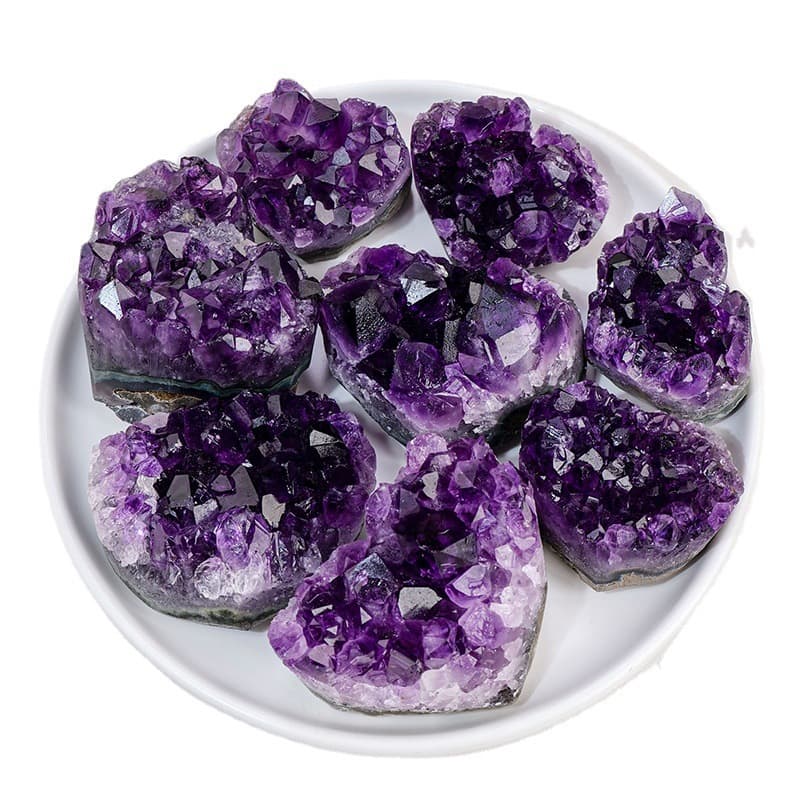 Purple water crystal cluster love decoration piece raw stone ore
