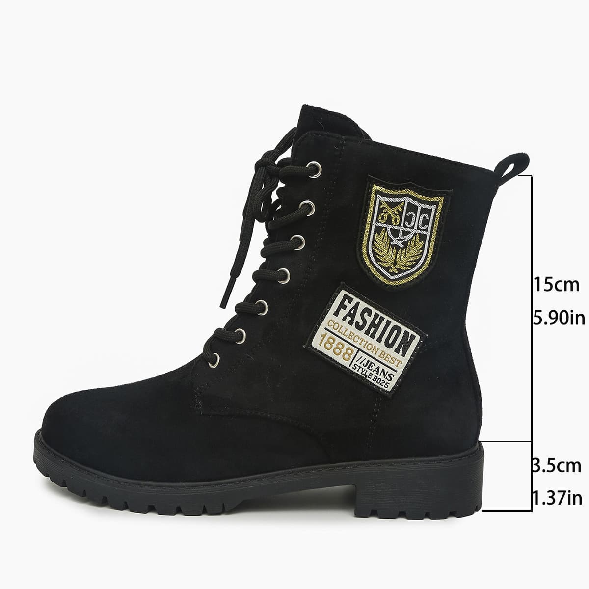 Lace-up Chunky Heels Boots Winter Round Toe Shoes For Women