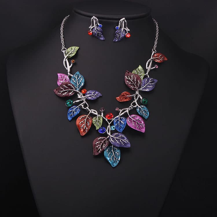 Europe and the United States big jewelry sets, color leaves, short