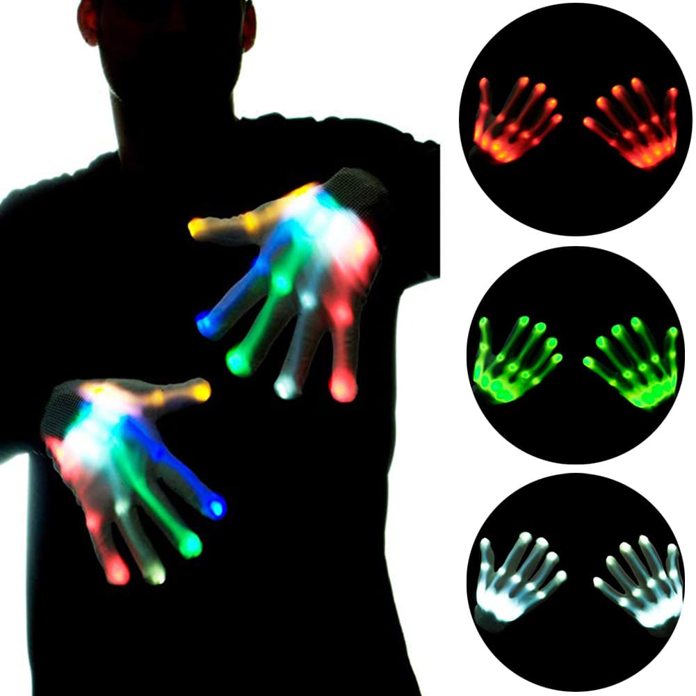 1Pair Chic LED Light Up Skeleton Hand Gloves Halloween Christmas