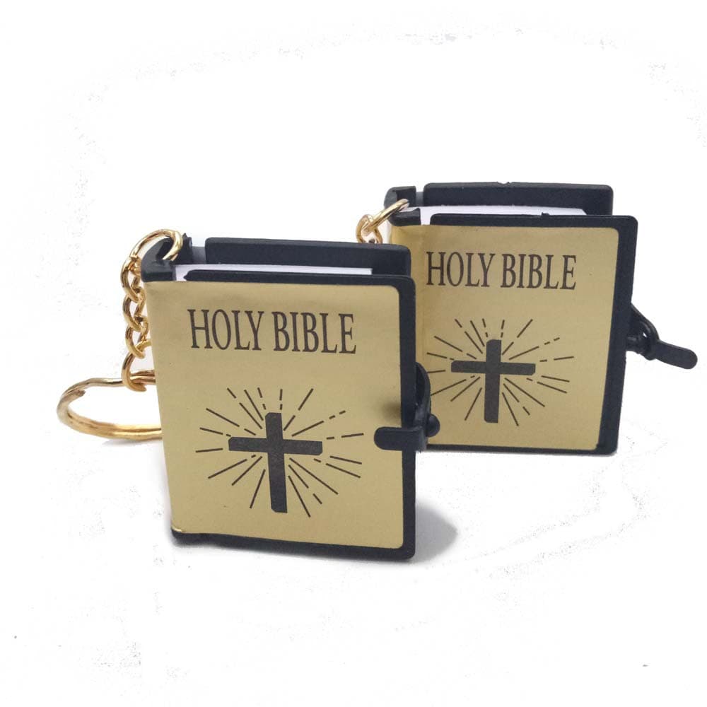 Mini English HOLY BIBLE Key Chains Real Paper Readable Christian