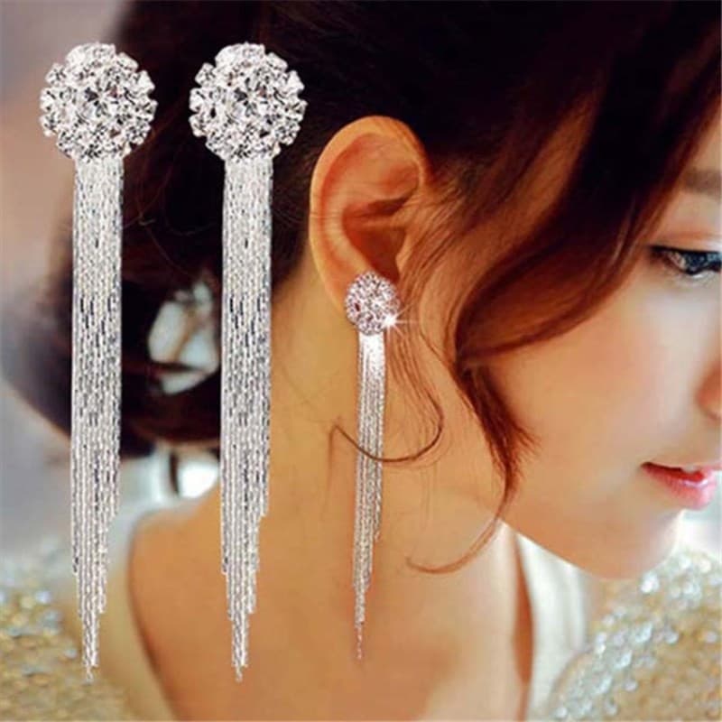 Longues boucles pampilles cristal