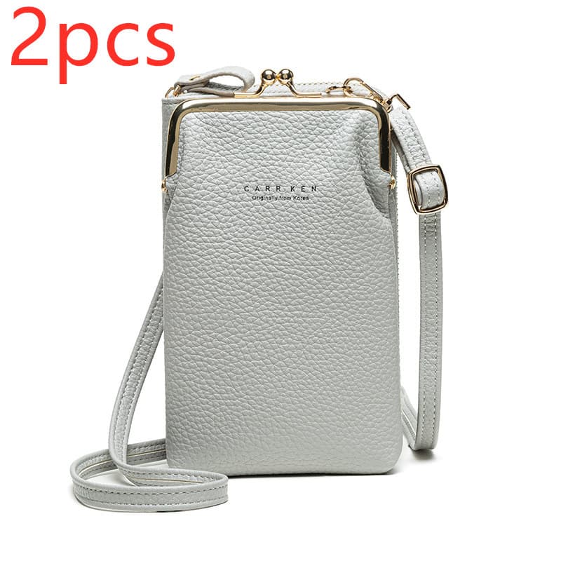 Lychee Pattern Solid Color Diagonal Shoulder Bag
