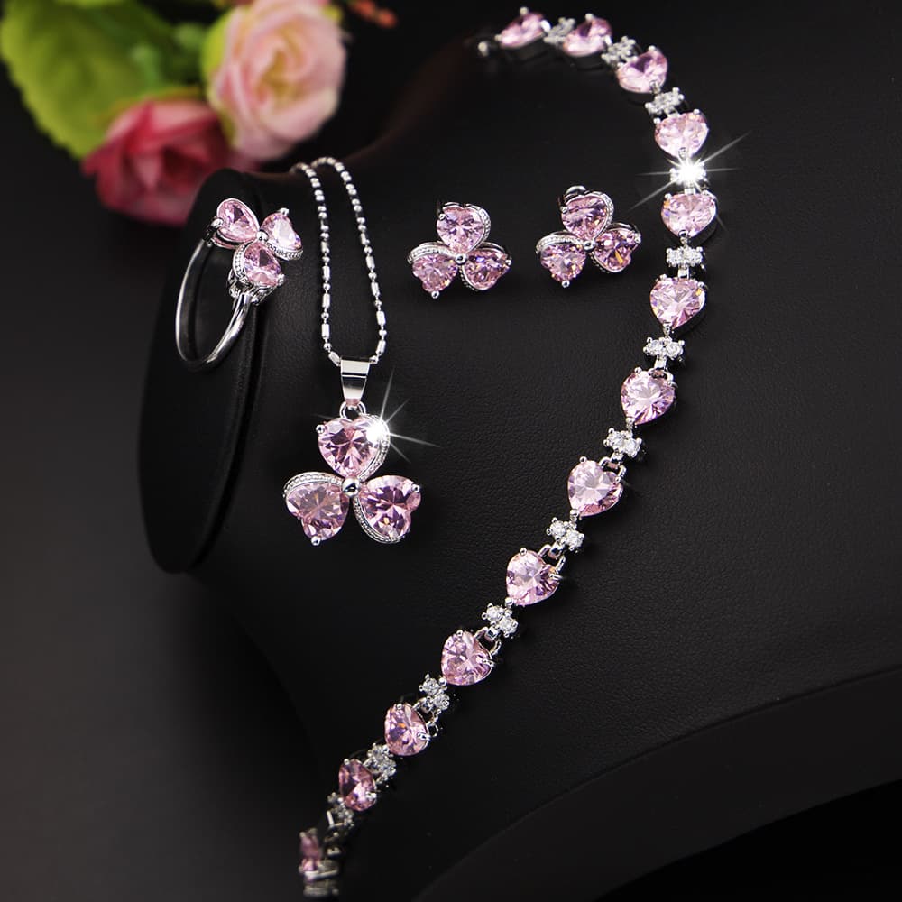 Clover zircon jewelry set women's diamond