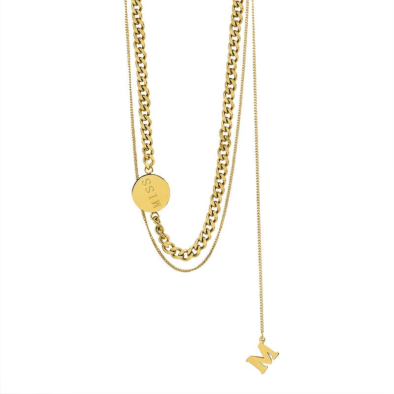 The letter M word multiply wears necklace female collarbone chain