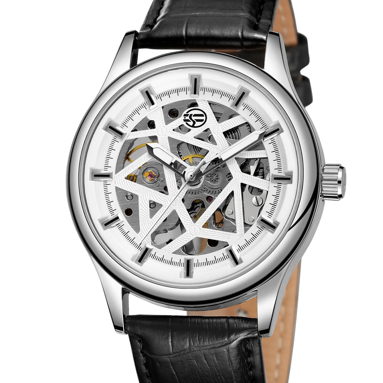 Forsining golden gear movement retro royal classic mens mechanical
