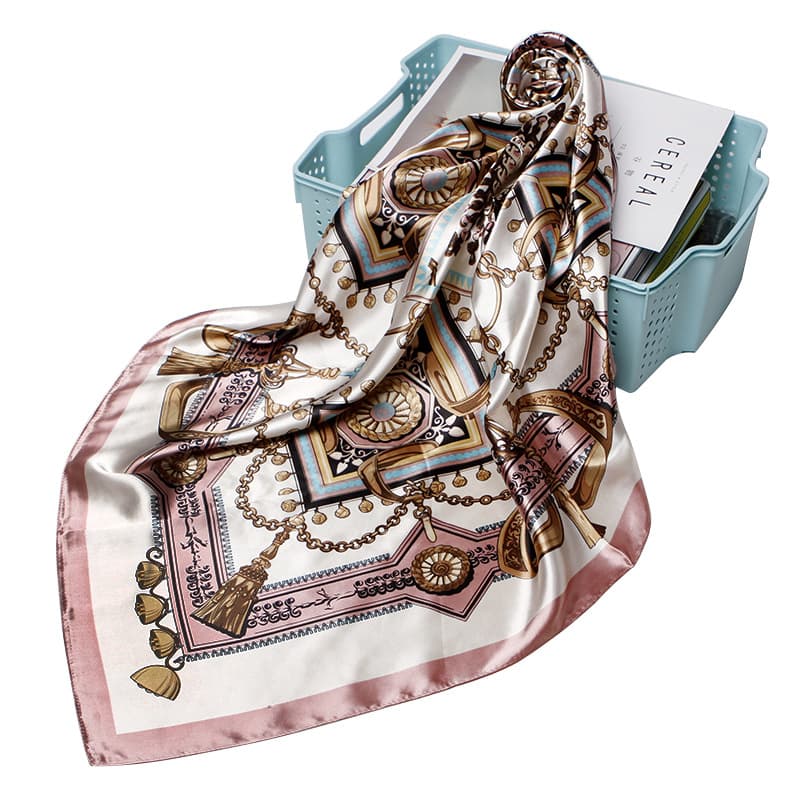 Women Bandana Scarf Printed Silk Satin Hair 90.90Cm Square Headband