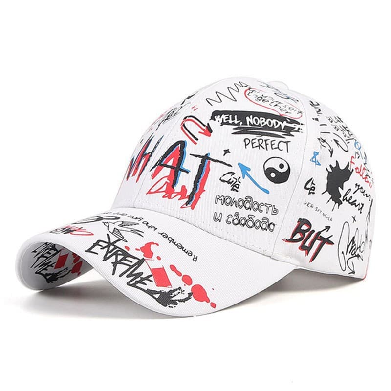 WHAT Graffiti Baseball Cap Hip Hop Tide Hat Summer Travel Shade Caps