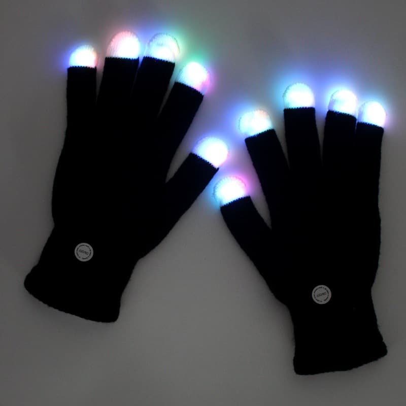 Black fingertip colorful glowing gloves