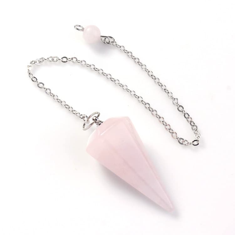 Natural crystal stone hexagonal cone pendant