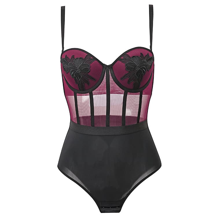 Sexy heavy industry embroidered One-piece underwear, Self-cultivation