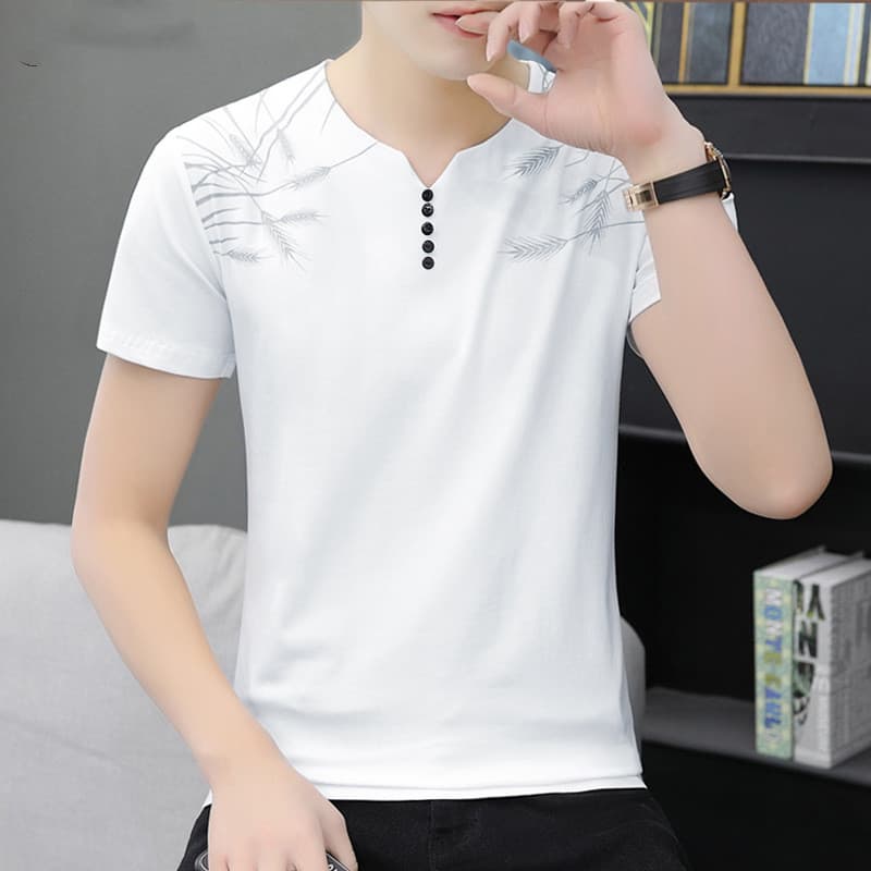 Summer Mens Short Sleeve T-Shirt Chao Brand Foreign Trade Pure Color