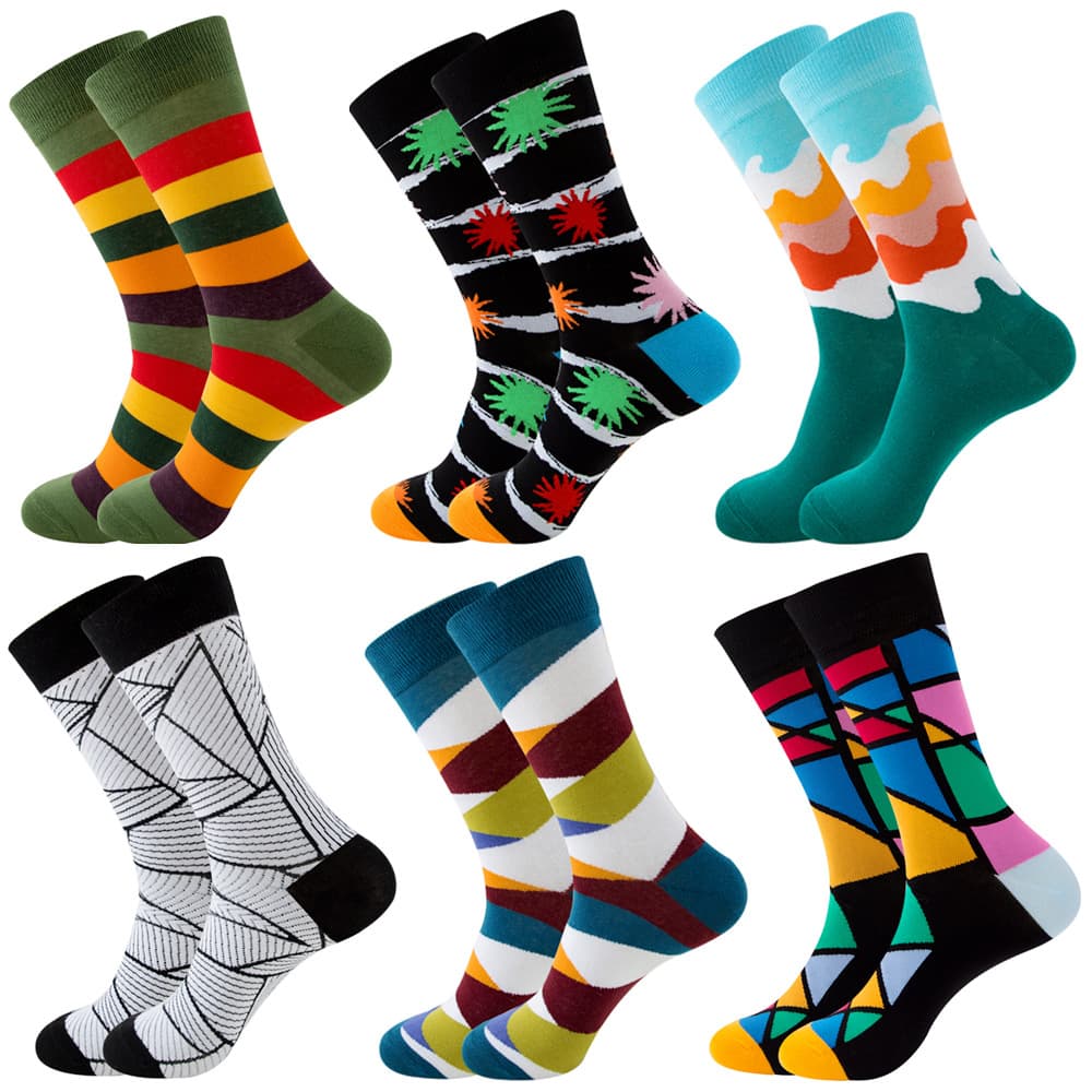 Striped Men's Socks Square Tube Wave Women's