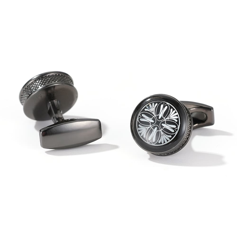 Boutons de manchette ronds à motif