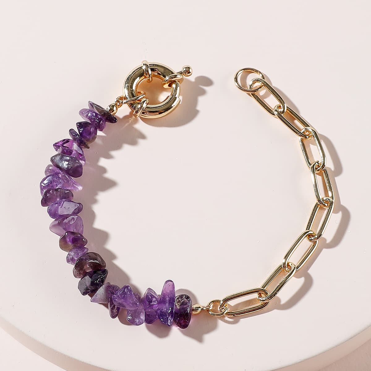 Qingdao Daiwei Jewelry Rough Stone Crystal Amethyst Chain Bracelet