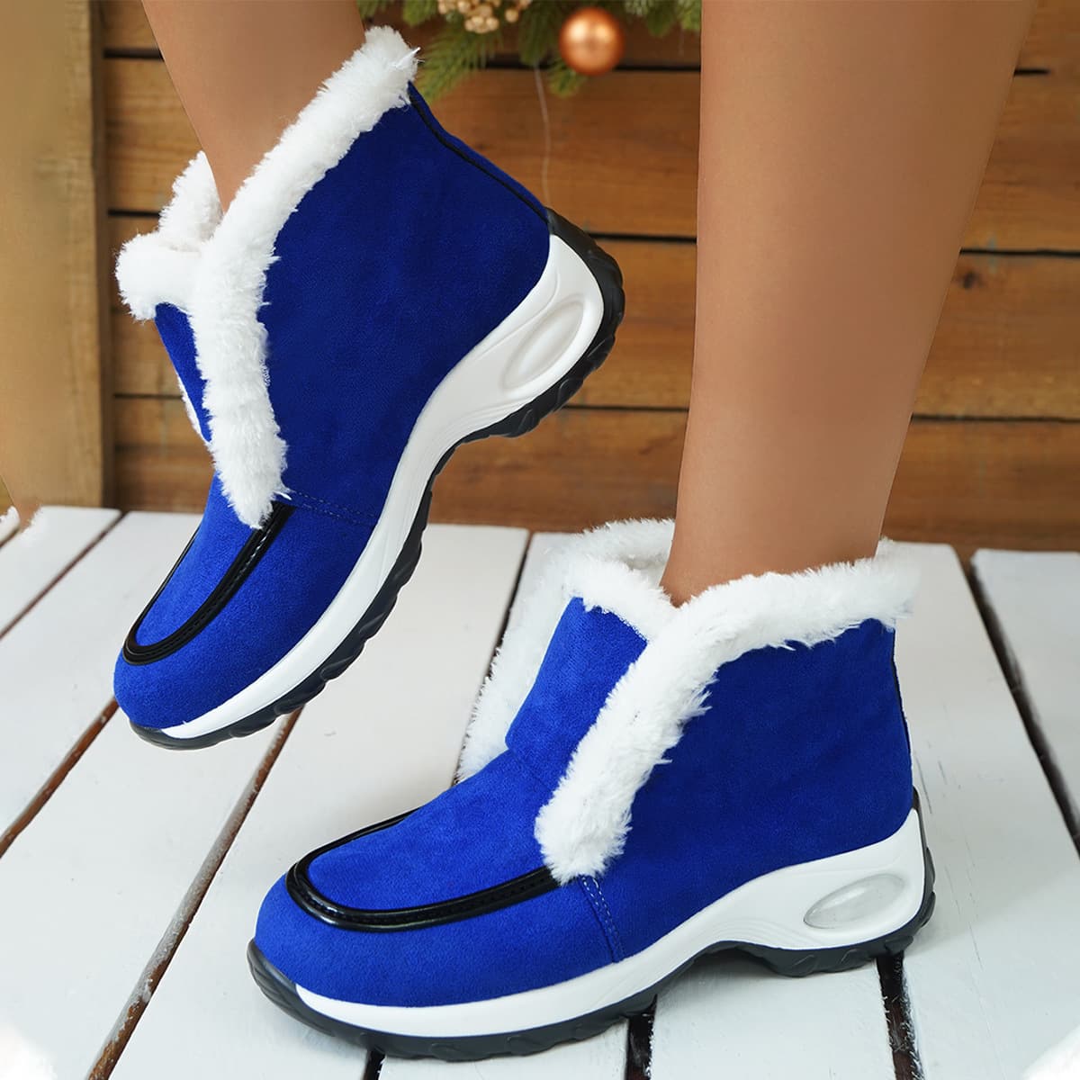 Winter Shoes For Women Air-cushion Sole Snow Boots Solid Leopard