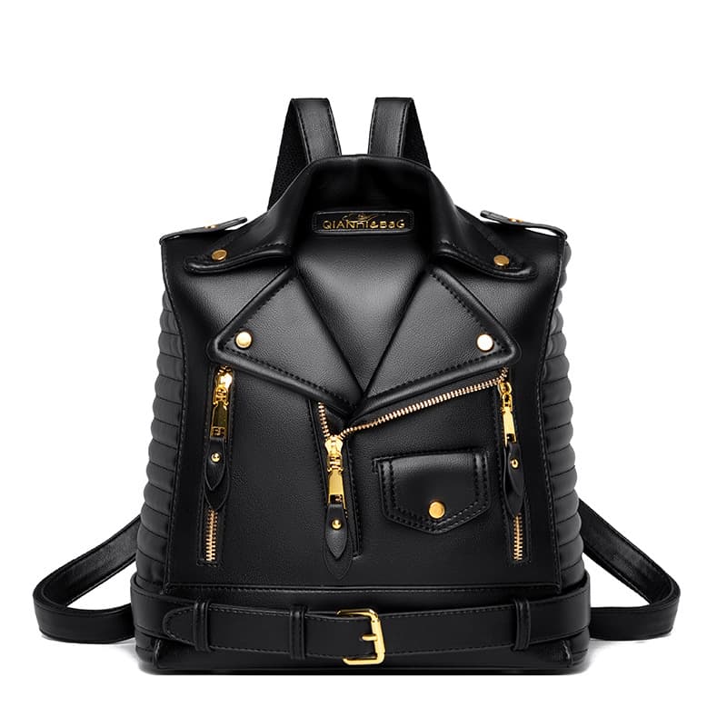 Soft Leather Textured Jacket Wild Clothes Backpack