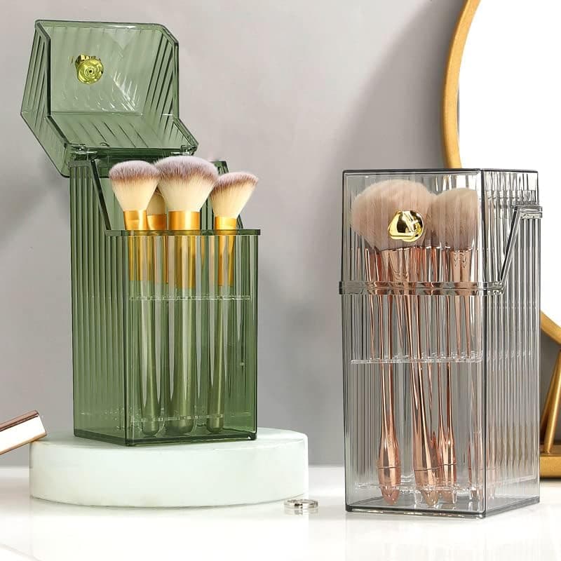 Makeup brush holder organizer with lid, cosmetic organiser, desktop