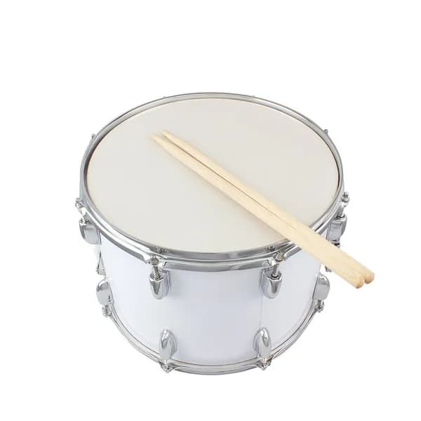 14 X10 inches marching drum drumsticks key strap white