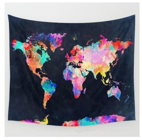 Net red bed head world map Nordic wind photo decoration cloth room