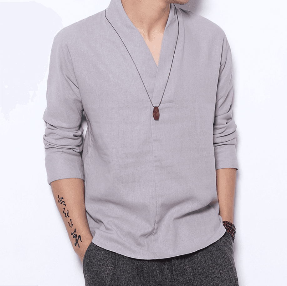 Men's Long-sleeved Shirt Retro Linen Chinese