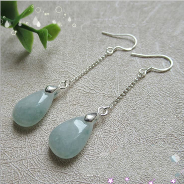 Boucles d'oreilles gouttes de jade