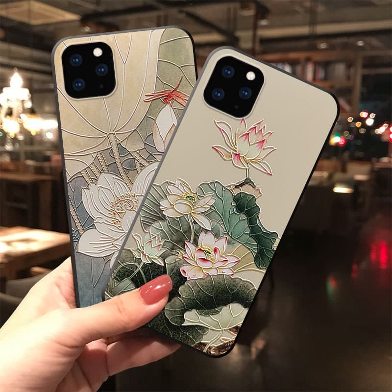 Oriental lotus flower bird phone case