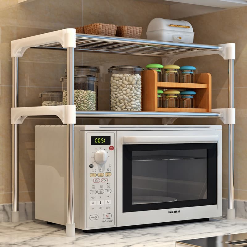 Microwave shelf rack kitchen spice organizer storage bathroom book