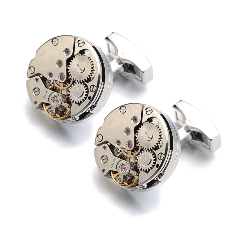 Boutons de manchette mécanisme de montre
