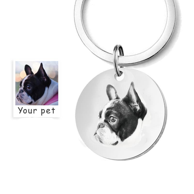 Custom engrave pet name photo keychain
