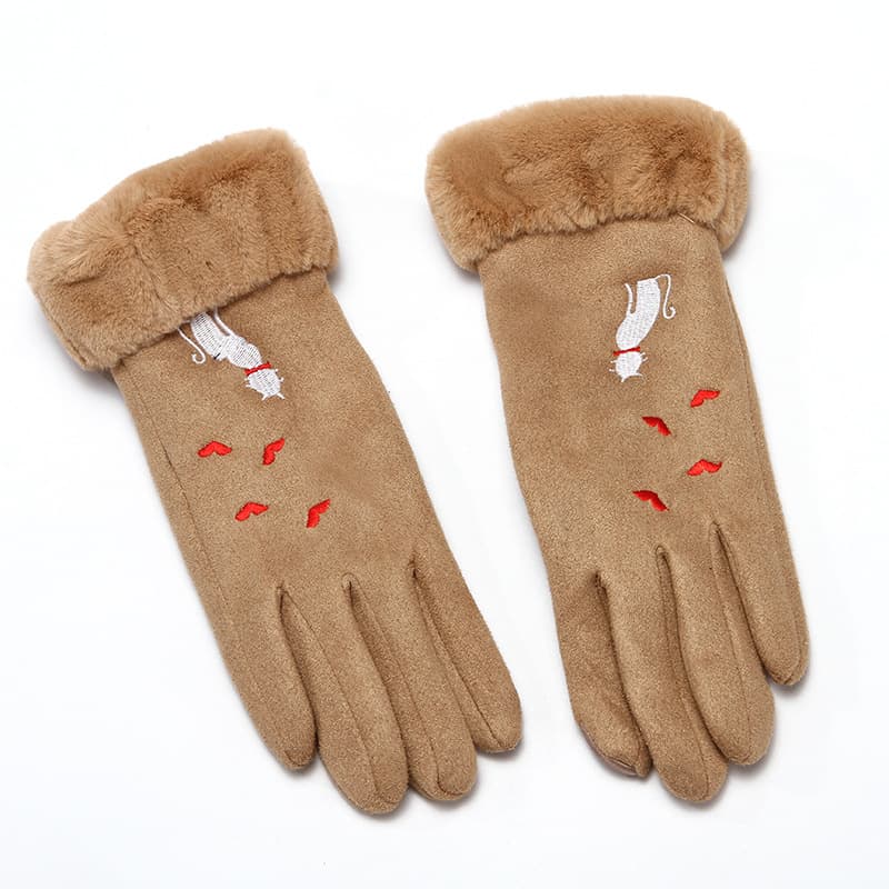 Gants femme effet daim