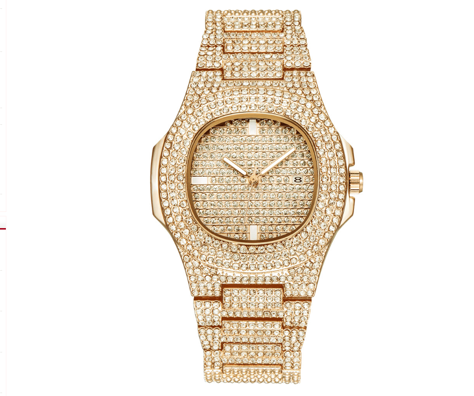 Mens watches luxury brand diamond date quartz watch