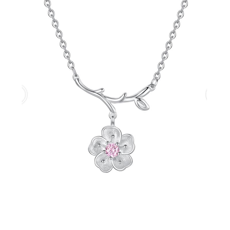Collier fleur rose