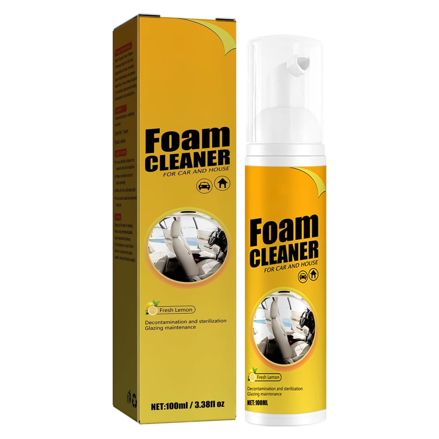 2Pcs multipurpose foam cleaner spray 100ml, for car and house lemon