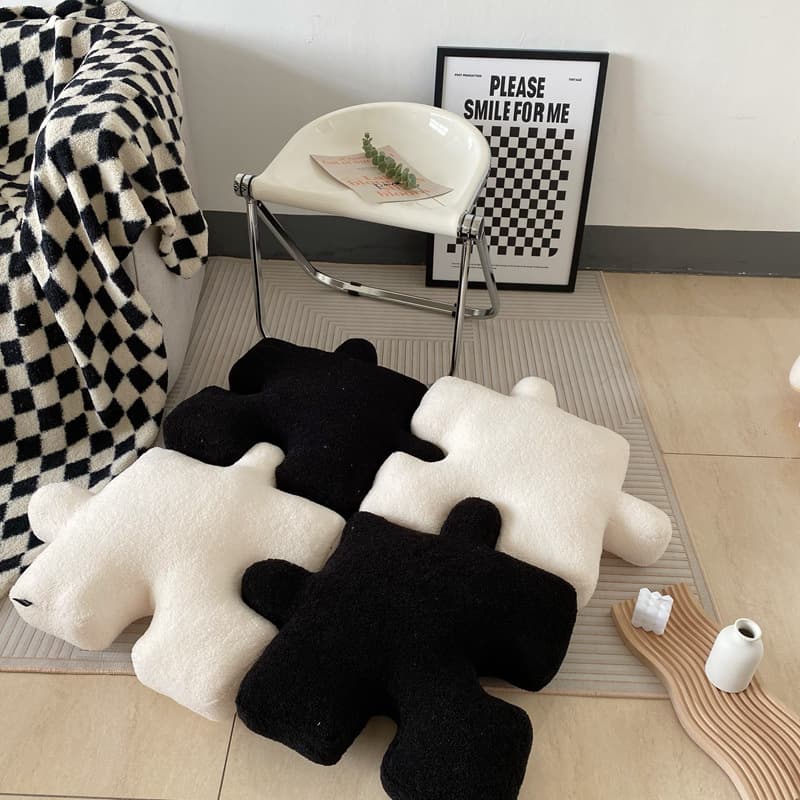 Stuffed creative puzzle shaped pillow modern spliceable cushion throw