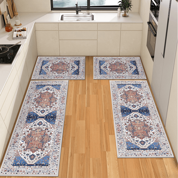 Boho kitchen rug sets 3 piece with runner non slip rugs and mats