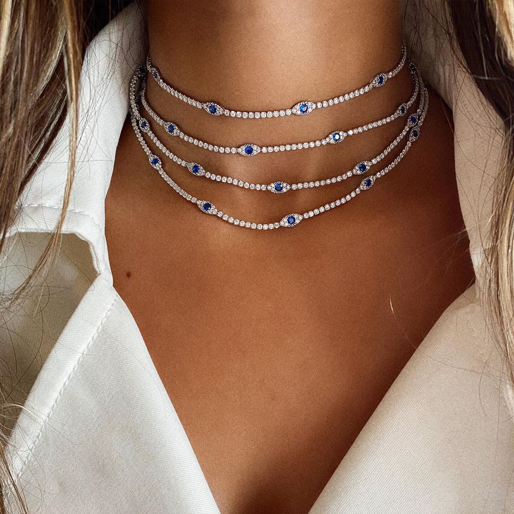 Collier œil protecteur en strass