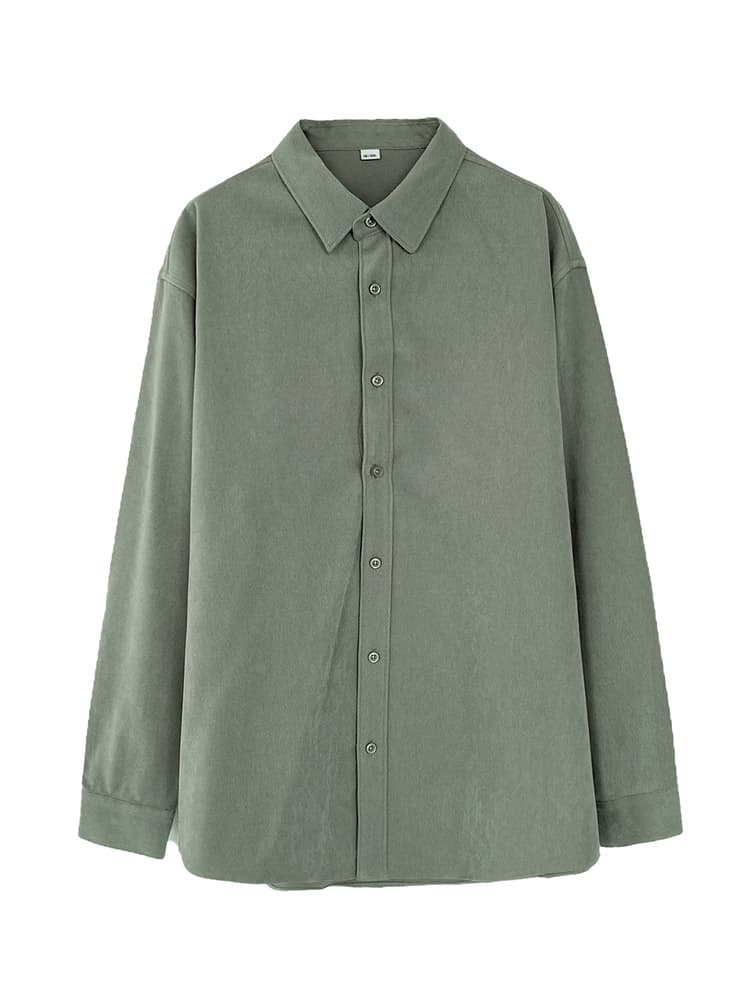 Loose Solid Color Long Sleeve Shirt For Men