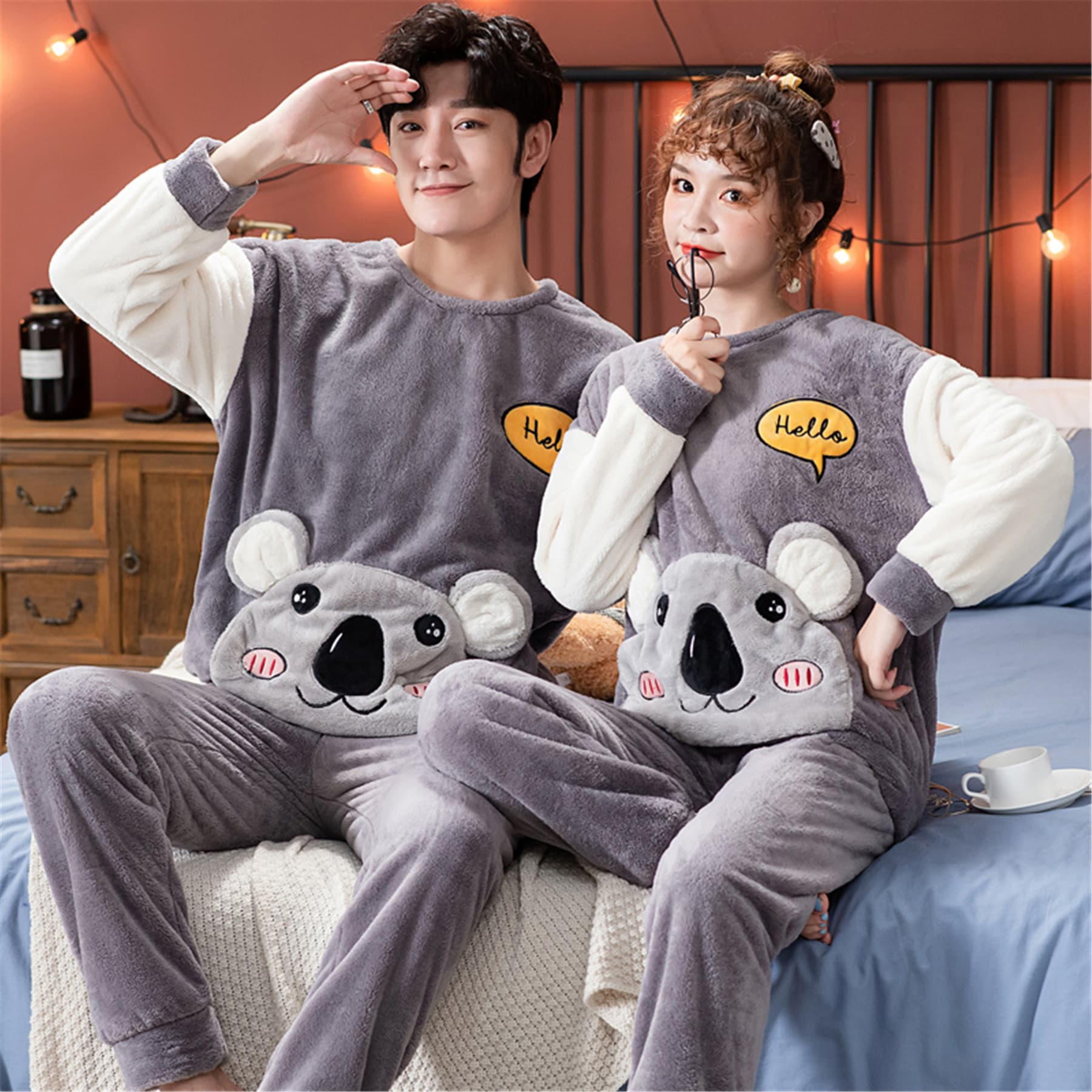Velvet Couple Pajamas Korean Thickened Warmth