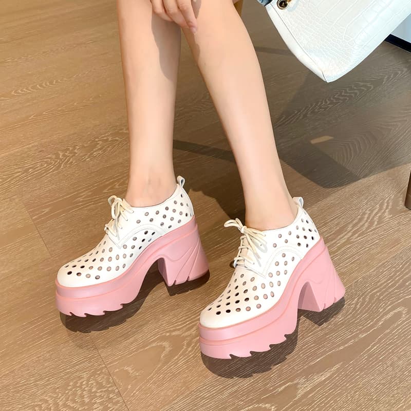 Women Leather Waterproof Platform Shoes