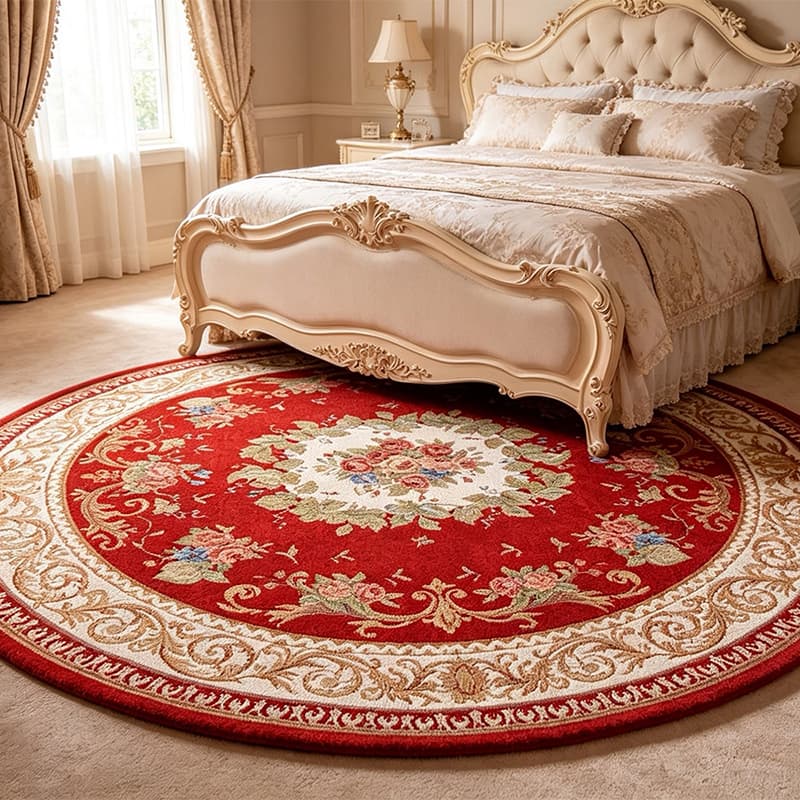 1pc European retro floral pattern round carpet, suitable for living