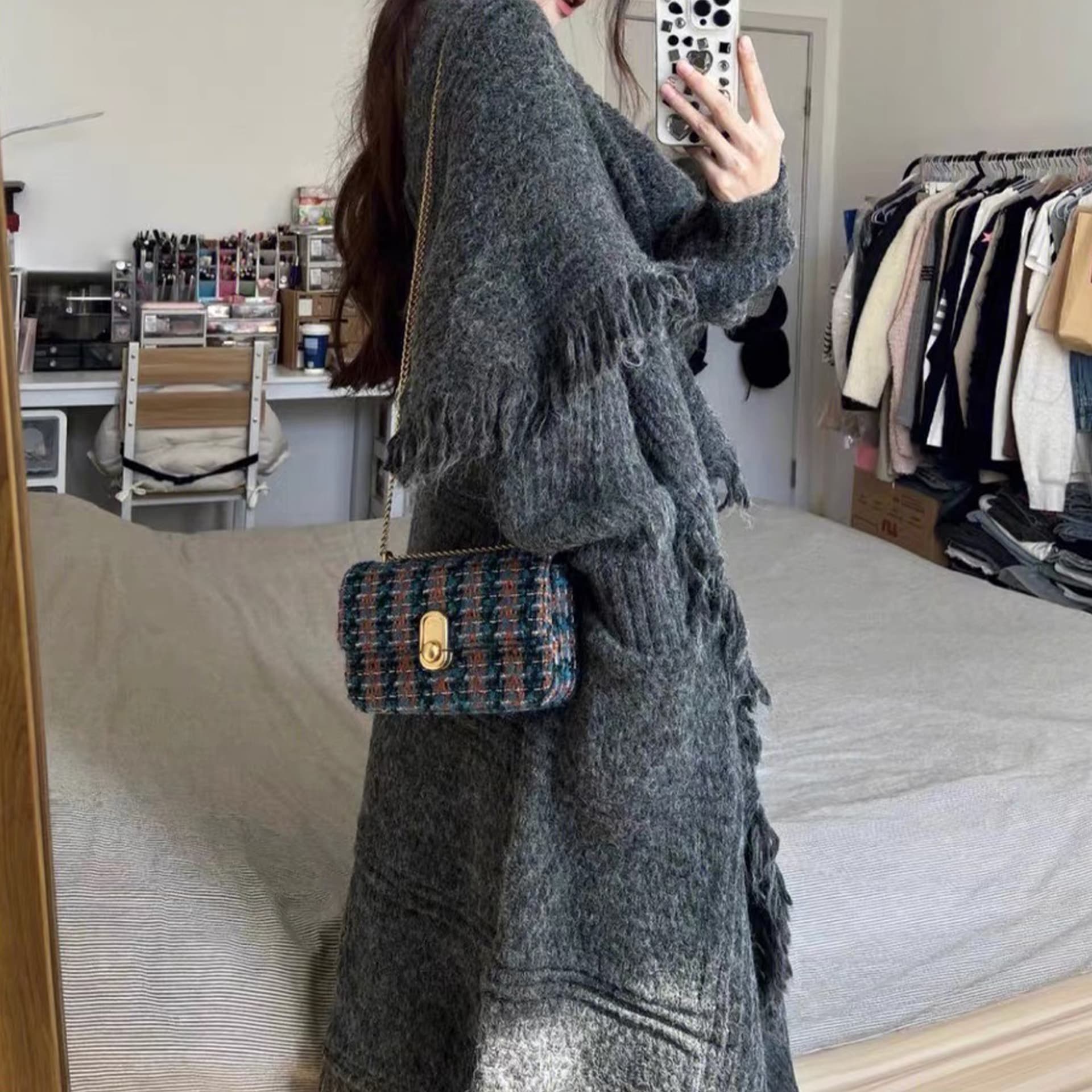 Long Alpaca Wool Sweater Coat, Women's Soft And Waxy Jacket, Hand