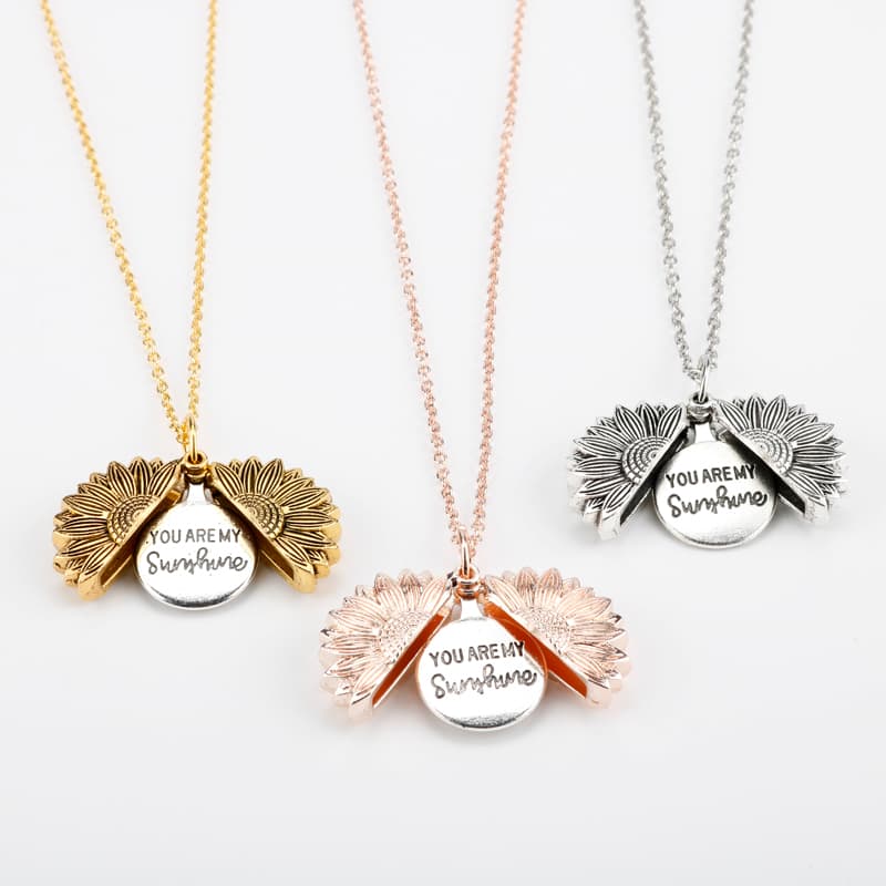 Sunflower double lettering necklace